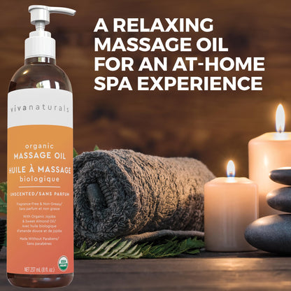 Viva Naturals Organic Massage Oil, Unscented Body Oil, Non-Greasy, 8 fl oz (237 mL) 🍁 All In One Marketplace Canada