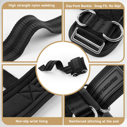 MANUEKLEAR Non-Slip Wrist Straps for Weightlifting Deadlifting, Gym Lifting Straps with D Rings for Cable Machine Workout, 10mm Neoprene Padded Weight lifting Wrist Wraps for Men Women (Black, M (6.3-7.5inch)) 🍁 All In One Marketplace Canada