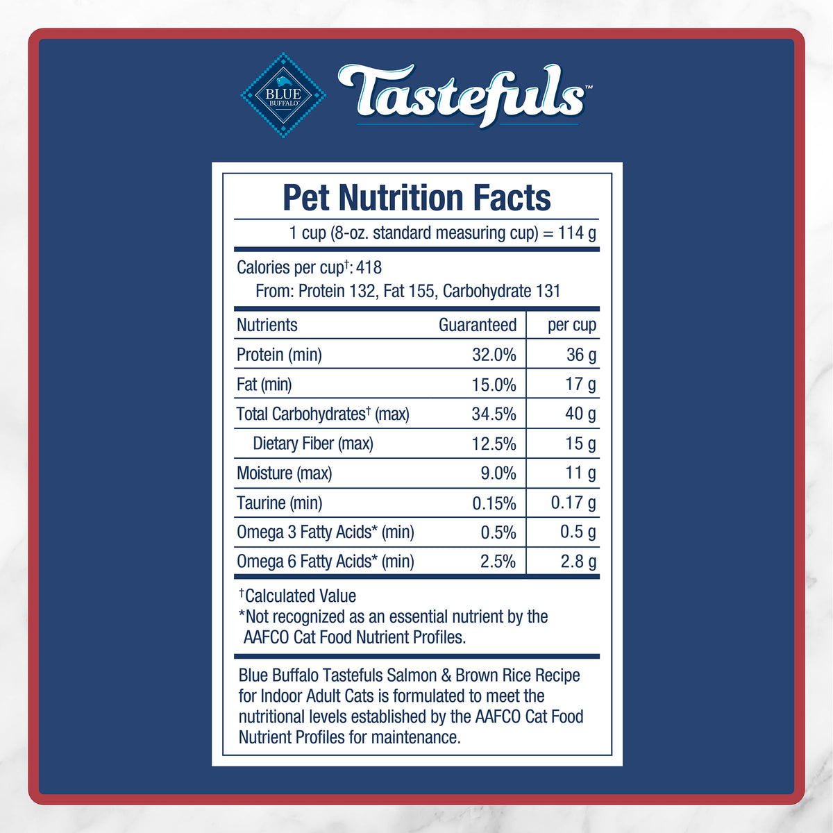 Blue Buffalo Tastefuls Salmon & Brown Rice Recipe Dry Indoor Cat Food for Adult Cats, Real Salmon First, Deliciously Healthy Natural Cat Food, Supports Digestive Care and Coat Health, 3.1kg Bag 🍁 All In One Marketplace Canada
