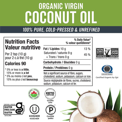 Viva Naturals Organic Virgin Coconut Oil, 32 fl oz (946 mL) – Coconut Oil for Hair, Skin, Cooking & Baking – Cold-Pressed, Unrefined & Non-GMO – Keto & Paleo Certified – BPA-Free Jar 🍁 All In One Marketplace Canada