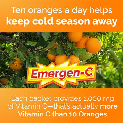 Emergen-C Immune+ 1000mg Vitamin C Powder Supplement, Drink Mix, Immune System Booster, Super Orange, 24 Packets 🍁 All In One Marketplace Canada
