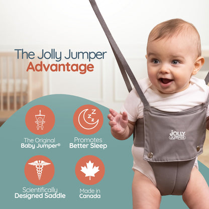 Jolly Jumper CLASSIC (Grey) with Stand - ORIGINAL Baby Jumper, Indoor and Outdoor Exercise Saddle Seat, Adjustable Height, for Infants up to 28lbs 🍁 All In One Marketplace Canada