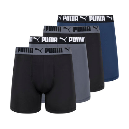 Puma Men's 4 Pack Active Stretch Boxer Briefs, Blue/Black/Gray, Small 🍁 All In One Marketplace Canada