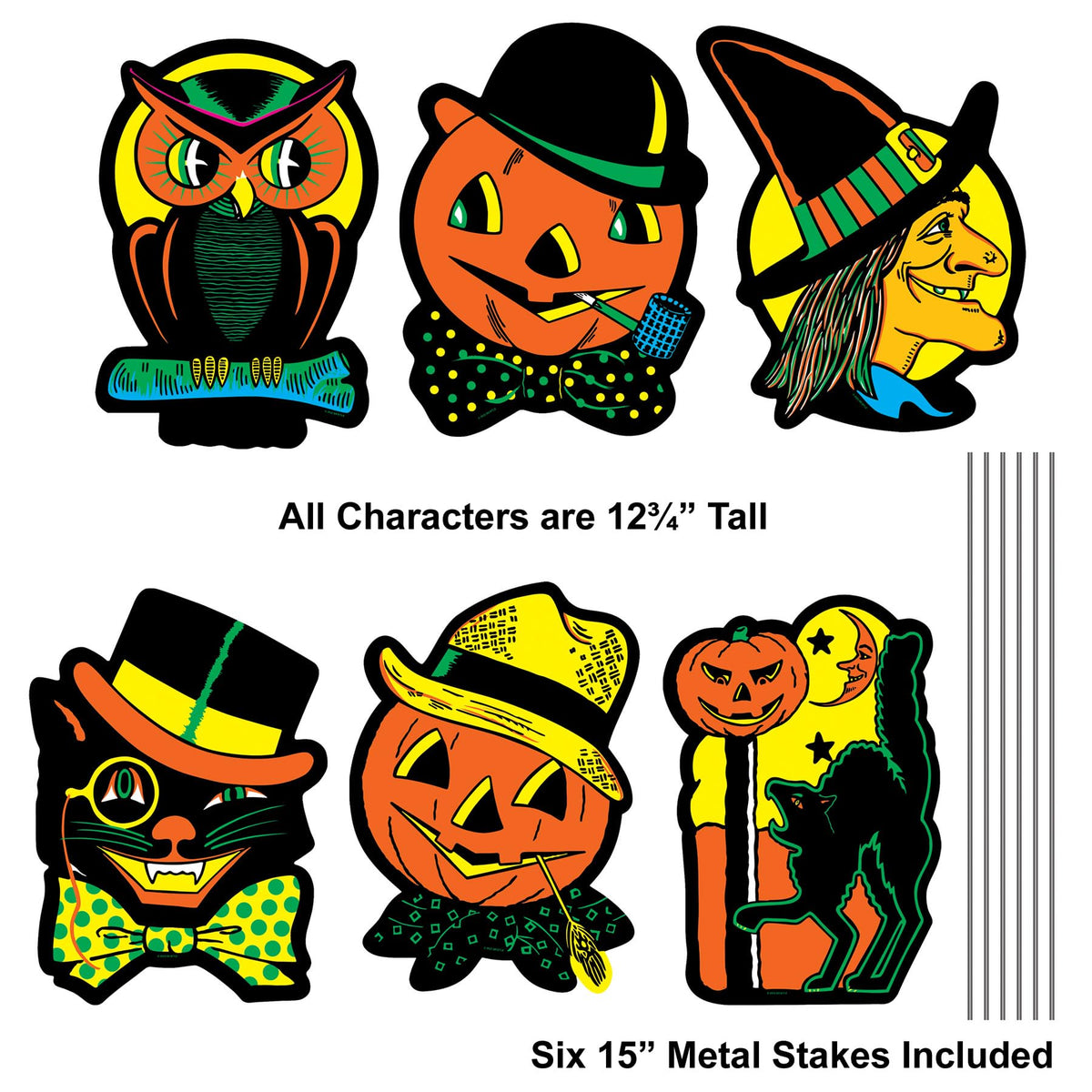 Beistle Plastic Vintage Halloween Yard Signs with Metal Stakes