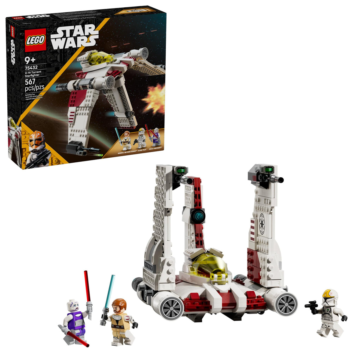 LEGO Star Wars: The Clone Wars V-19 Torrent Starfighter Building Toy - Pretend Play Set for Boys & Girls, Ages 9+ - Starship Model Kit W/ 3 Minifigures - Gift Idea for Birthdays - 75432 🍁 All In One Marketplace Canada