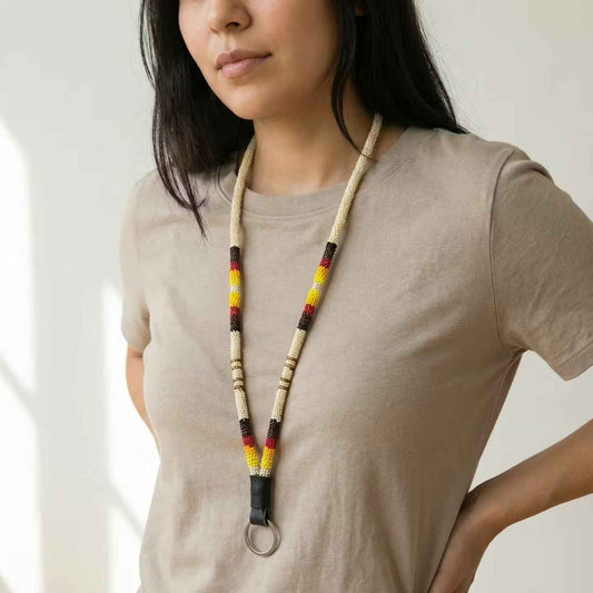 Round Beaded Lanyard(Beige)