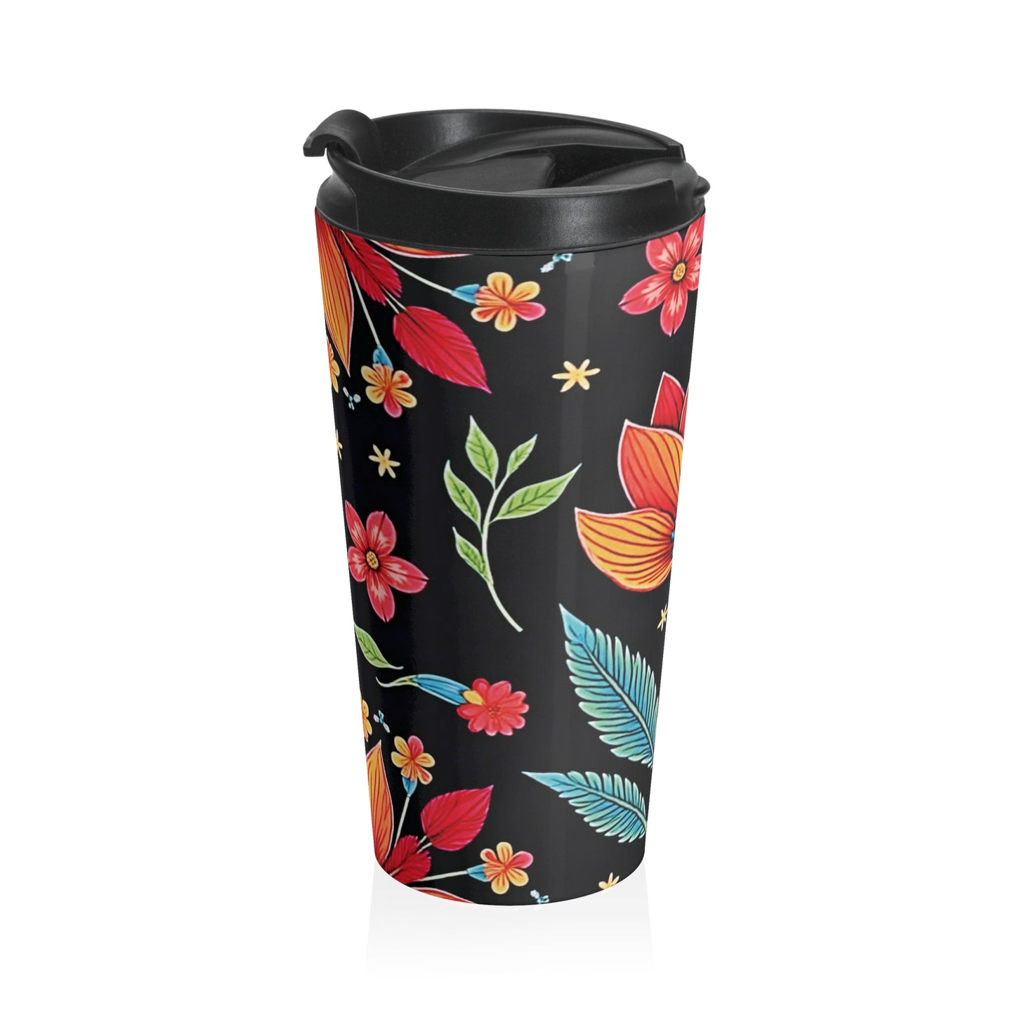 Folk Floral Illustration Travel Mug | Colorful Flower Stainless Steel - AURABAGS SHOP