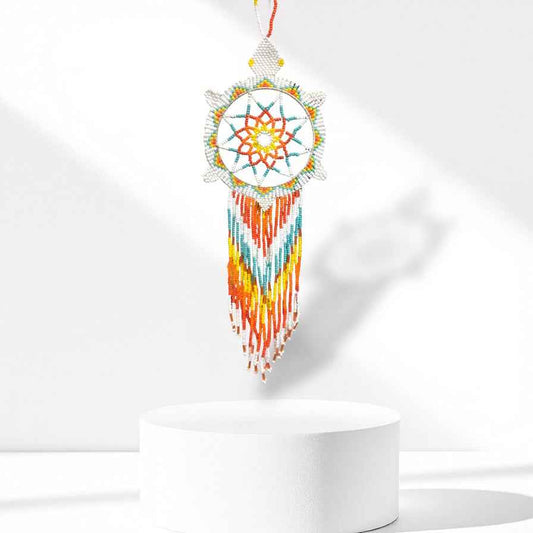 White and Turquoise Tribal Beaded Dreamcatcher