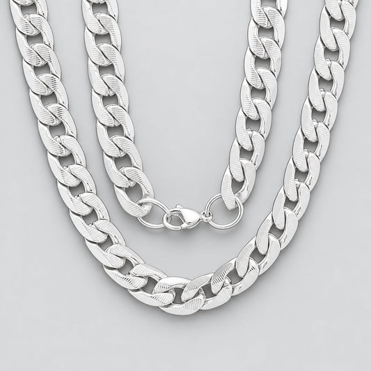Men’s 10mm Stainless Steel Accented Cuban Link Biker Chain Necklace