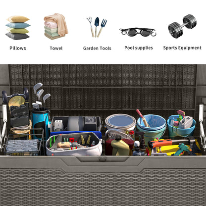 YITAHOME 100 Gallon Large Resin Deck Box Outdoor Storage Boxes for Patio Furniture, Outdoor Cushions, Garden Tools and Pool Supplies-Waterproof,Lockable (Taupe) 🍁 All In One Marketplace Canada