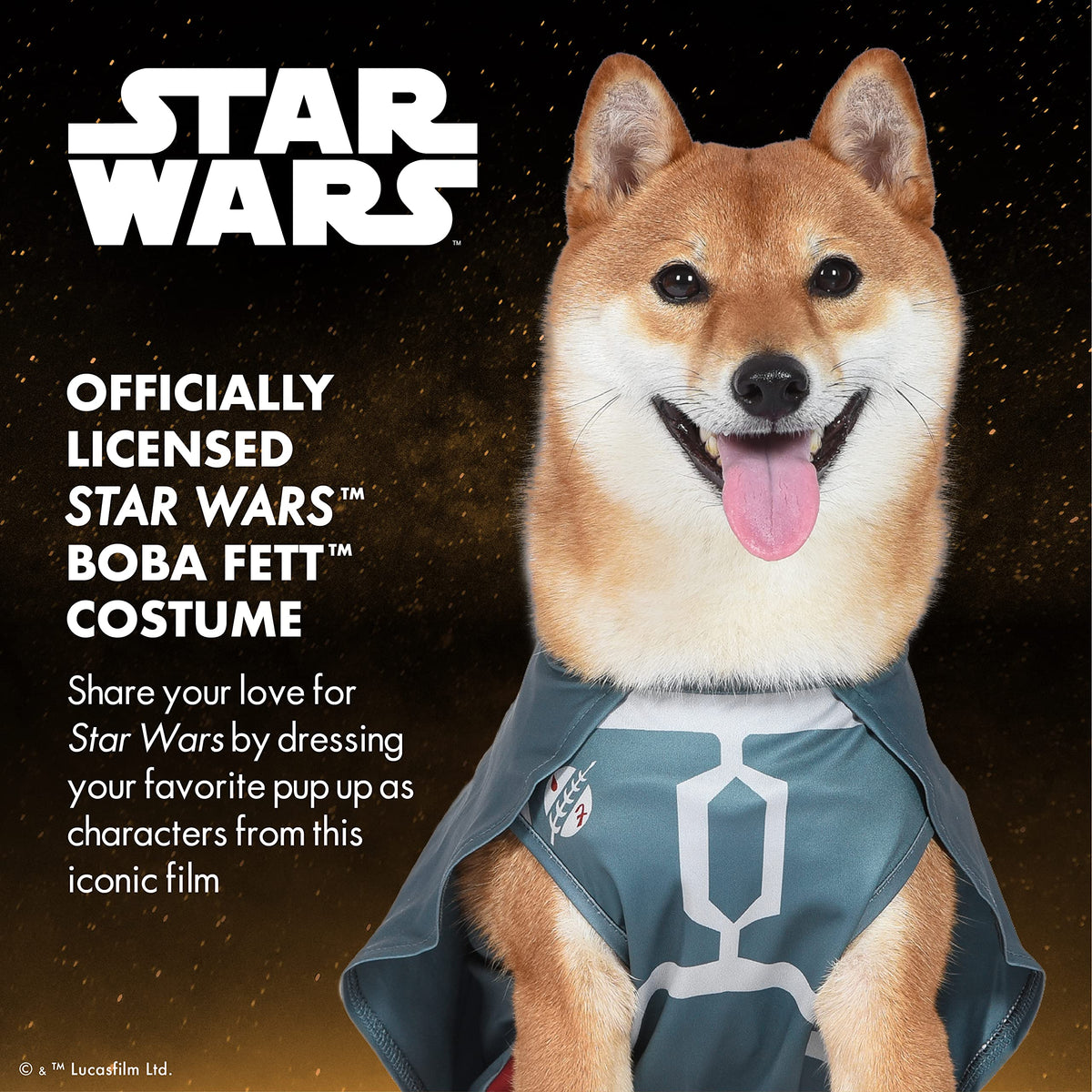 Star Wars for Pets Boba Fett Halloween Dog Costume - Officially Licensed Star Wars Bounty Hunter Dog Costume with Attached Cape, Machine Washable Polyester, Size Large