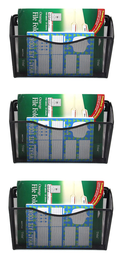 EASEPRES 3 Pack Mesh Wall Mounted File Holder Organizer Metal Hanging Vertical Paper Mails Rack Storage Wire Single Document Filling Holder Pocket for Office and Home, Black 🍁 All In One Marketplace Canada