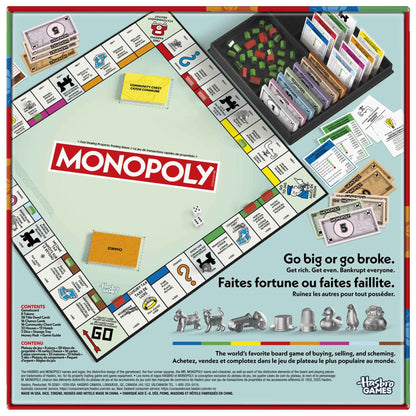 Monopoly Board Game | Classic Game with Storage Tray and Larger Tokens | Ages 8+ | 2 to 6 Players | Family Games for Kids and Adults | Kids Gifts (English & French) 🍁 All In One Marketplace Canada