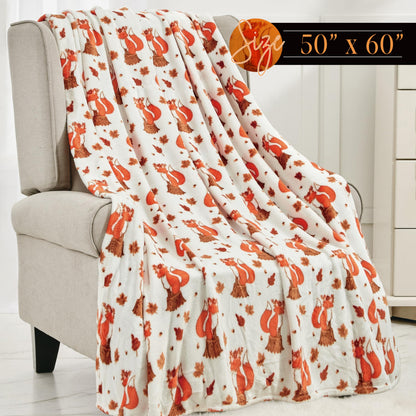 Elegant Comfort Lightweight Throw Blanket- Halloween Themed, Soft, Cozy and Plush- Throw Blankets, Perfect for Lounging This Spooky Season, 50 x 60 inches, Fall Vixen, Throw Blanket