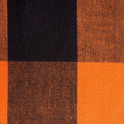 DII 100-Percent Cotton, Machine Washable, Dinner, Halloween Tablecloth 70" Round, Orange and Black Buffalo Check, Seats 4 People