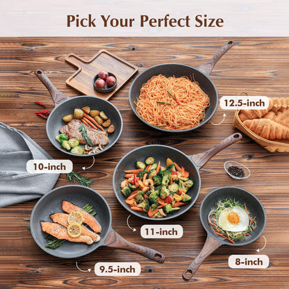 SENSARTE Nonstick Frying Pan Skillet, Swiss Granite Coating Omelette Pan, Healthy Stone Cookware Chef's Pan, PFOA Free (8/9.5/10/11/12.5 Inch) (9.5 Inch) 🍁 All In One Marketplace Canada