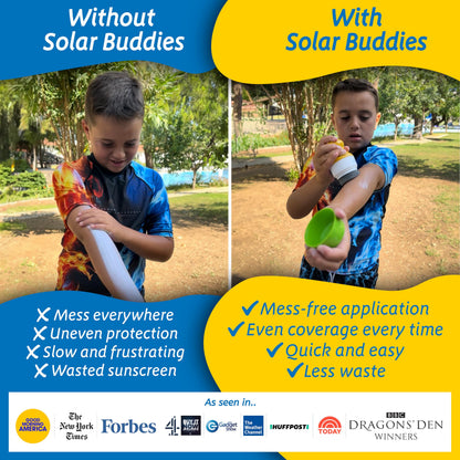 Solar Buddies Sunscreen Applicator - Single Full Green - Refillable Roll on Sponge Sunscreen, Suncream & Lotion Applicator For Kids, Adults & Families - Holds 3.4fl oz, Perfect Size for Travel 🍁 All In One Marketplace Canada