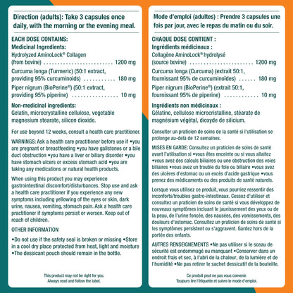 Genacol Anti-Inflammatory (60-Day Supply) – Turmeric Curcumin Supplement with Black Pepper (BioPerine) and Collagen Peptides, Relieves Inflammation, Osteoarthritis Pain Relief, 180 Capsules 🍁 All In One Marketplace Canada