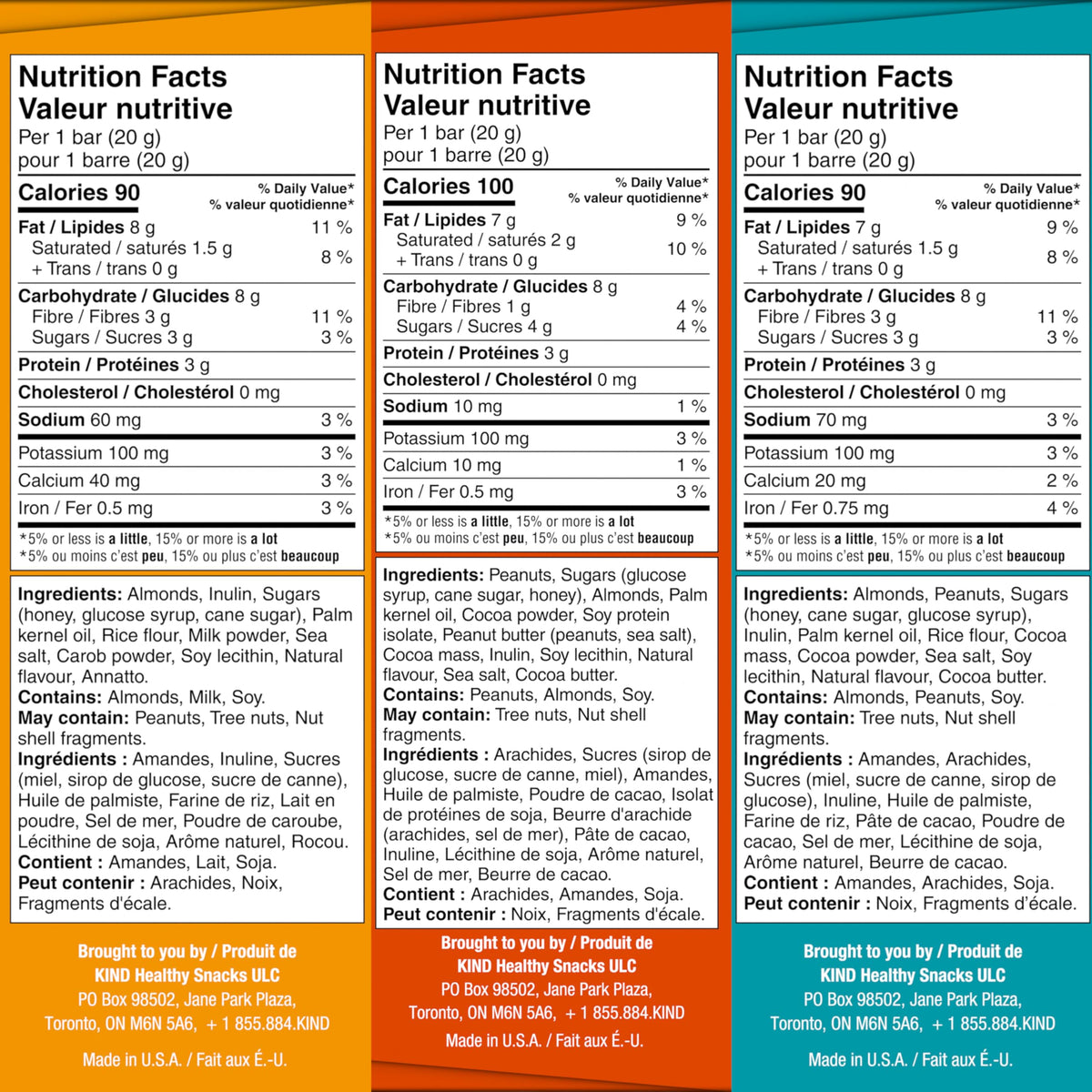 KIND Mini Snack Bars Variety Pack, Gluten Free, Low Sugar, Low Calorie Snacks, Almond Sea Salt & Dark Chocolate, Caramel Almond & Sea Salt, Peanut Butter Dark Chocolate, 30 Count 🍁 All In One Marketplace Canada
