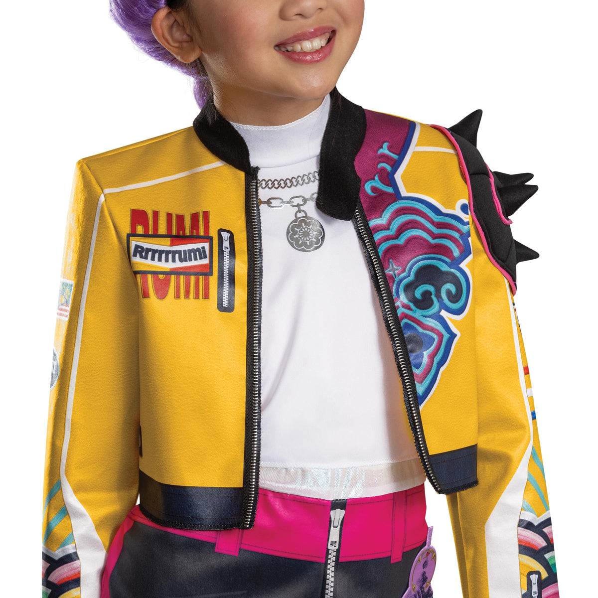 K-Pop Demon Hunters Rumi Costume, Official Halloween Jumpsuit and Top Dress Up Outfit, Kids Size (10-12)