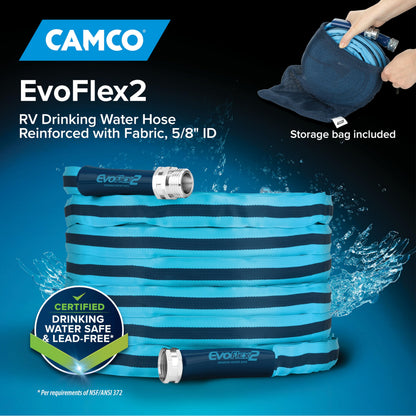Camco EvoFlex2 25-ft Drinking Water Hose - RV Drinking Water Hose Reinforced with Fabric & Ultra Lightweight - Contains No Lead, No BPA & No Phthalate - Abrasion Resistant (22577) 🍁 All In One Marketplace Canada