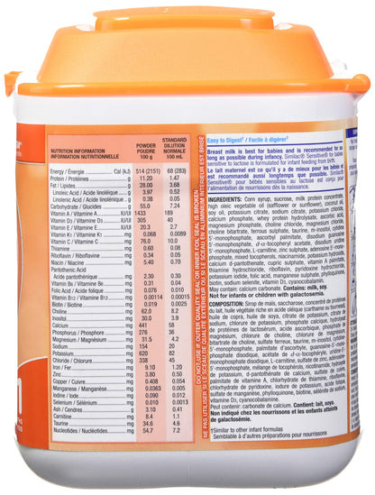 Similac Sensitive Lactose Sensitivity Non-gmo Baby Formula Powder, 0+ Months, Orange, 638g 🍁 All In One Marketplace Canada