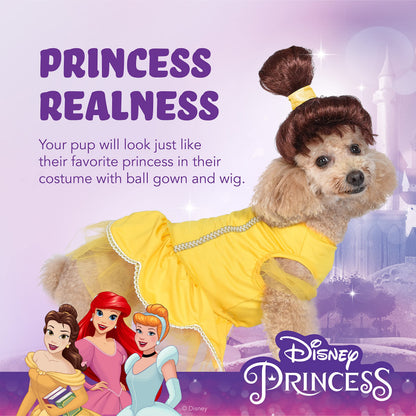 Disney for Pets Halloween Disney Princess Belle Costume - Extra Extra Large | Disney Princess Halloween Costumes for Dogs, Officially Licensed Disney Dog Halloween Costume, Yellow (FF22919)