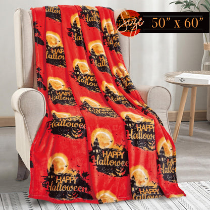 Elegant Comfort Lightweight Throw Blanket- Halloween Themed, Soft, Cozy and Plush- Throw Blankets, Perfect for Lounging This Spooky Season, 50 x 60 inches, Halloween House, Throw Blanket