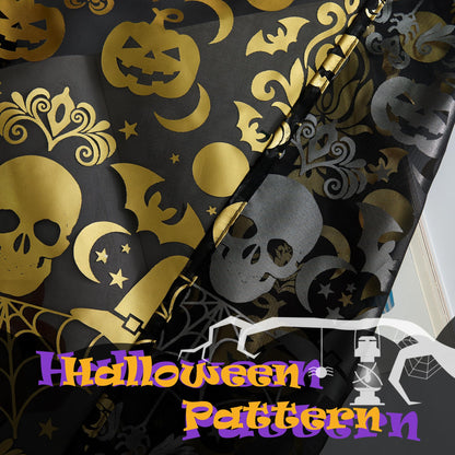 NICETOWN Halloween Curtains 84 Inches Long Scary Skull Sheer Curtains with Spooky Skeleton Pumpkin Party Decorations Window Treatment for Indoor & Ourdoor, Grommet Design, W52 x L84, Black, 2 Panels