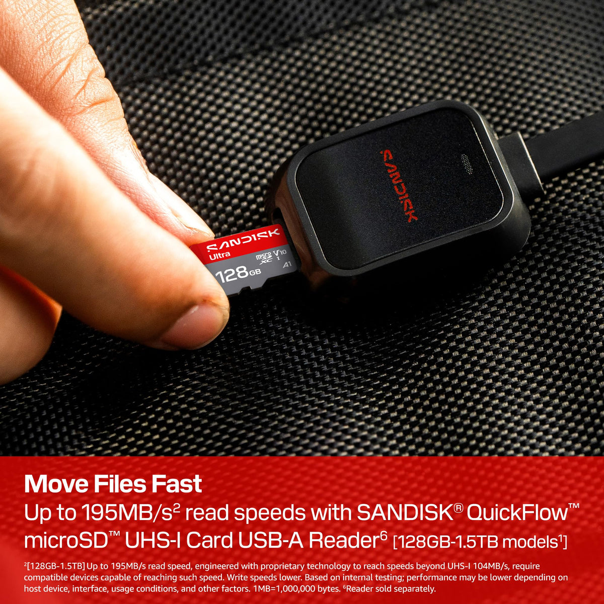 SANDISK 128GB Ultra microSD UHS-I Card - Up to 195MB/s Read Speed, Full HD Video, V10, U1, C10, A5 - SDSQUJQ-128G-GZ6MA