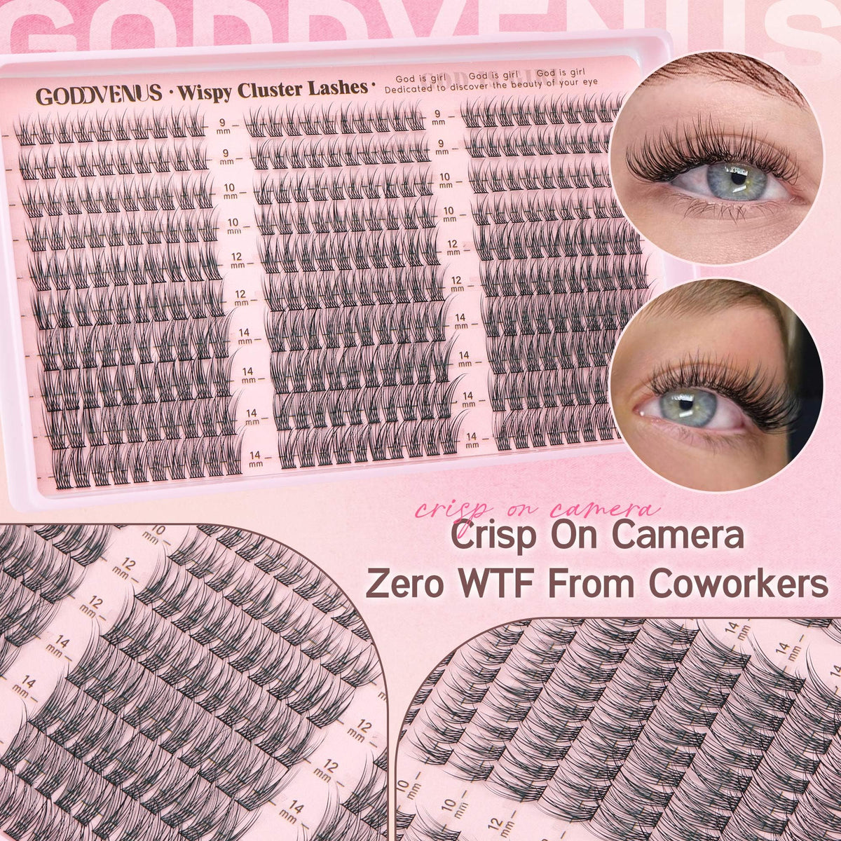 Goddvenus Lash Clusters Kit 9-14mm 300pcs Wispy Eyelash Cluster Lashes Natural DIY Lash Extension Kit Short Cluster Eyelash Extensions C Curl 🍁 All In One Marketplace Canada