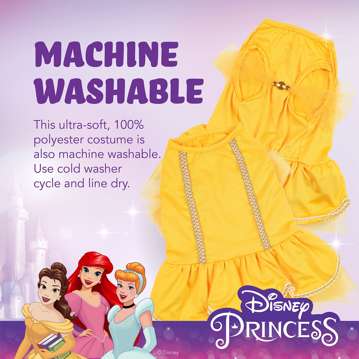 Disney for Pets Halloween Disney Princess Belle Costume - Small -| Disney Princess Halloween Costumes for Dogs, Officially Licensed Disney Dog Halloween Costume, Yellow (FF22921)