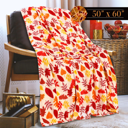 Elegant Comfort Lightweight Throw Blanket- Halloween Themed, Soft, Cozy and Plush- Throw Blankets, Perfect for Lounging This Spooky Season, 50 x 60 inches, Autumn Leaves, Throw Blanket