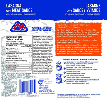 Mountain House Lasagna with Meat Sauce Pouch| Freeze Dried Backpacking & Camping Food | Survival & Emergency Food | Entree Meal | Easy to Prepare | Delicious and Nutritious | Single Pouch 🍁 All In One Marketplace Canada