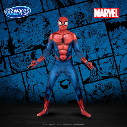 MARVEL Spider-Man Official Adult Deluxe Zentai Halloween Costume - Stretch Spandex with Hidden Zippers and Wrist Slits (L)