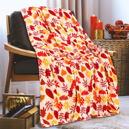 Elegant Comfort Lightweight Throw Blanket- Halloween Themed, Soft, Cozy and Plush- Throw Blankets, Perfect for Lounging This Spooky Season, 50 x 60 inches, Autumn Leaves, Throw Blanket