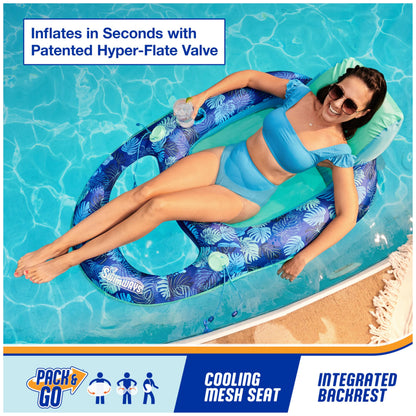 Swimways Elite Spring Float Recliner Pool Lounger, Inflatable Pool Floats Adult with Fast Inflation, Pool Recliner for Adults up to 250 lbs 🍁 All In One Marketplace Canada