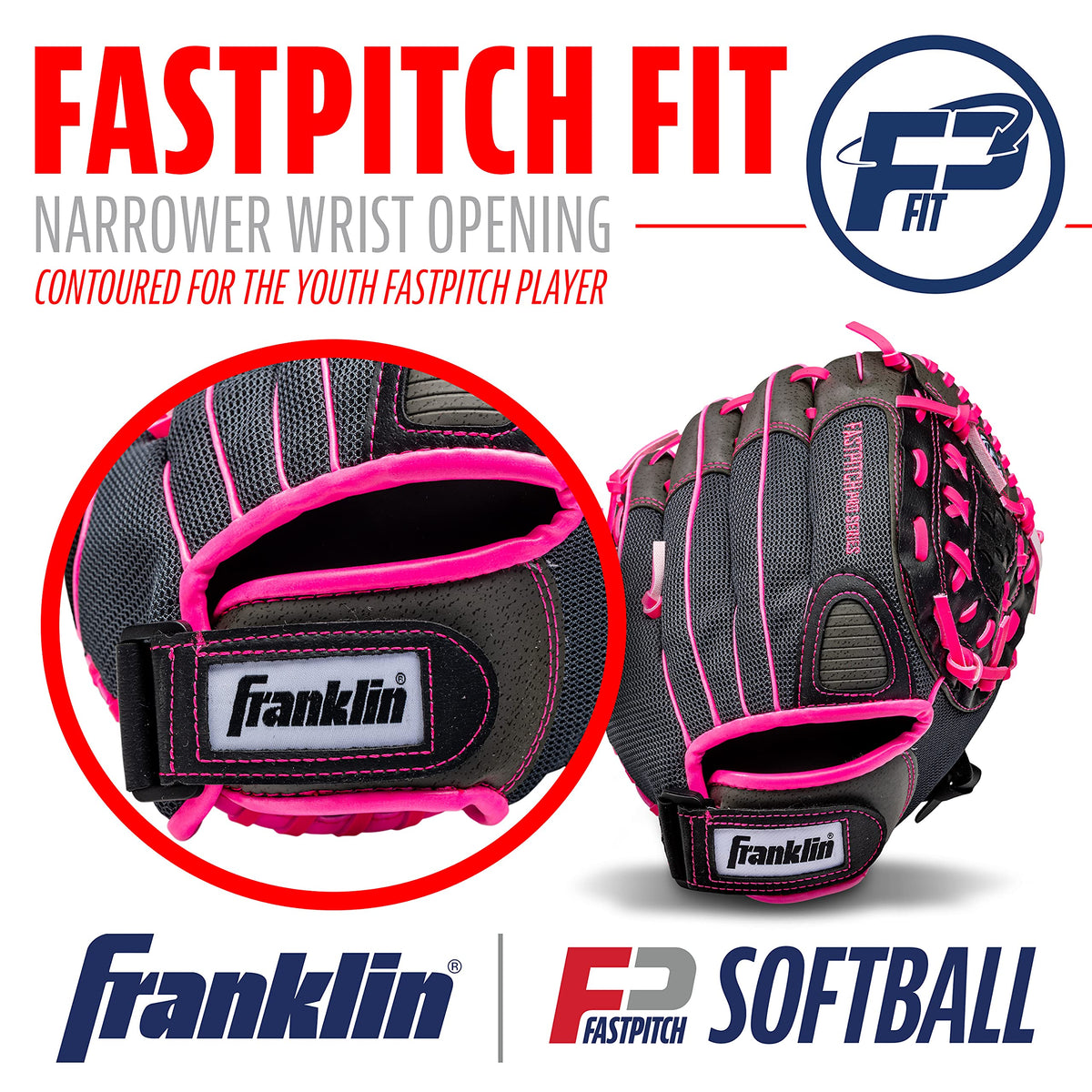 Franklin Sports Softball Glove - Left and Right Handed Softball Fielding Glove - Windmill Fastpitch Pro Series - Adult and Youth Fielding Glove - 12 Inch Right Hand Throw - Pink 🍁 All In One Marketplace Canada
