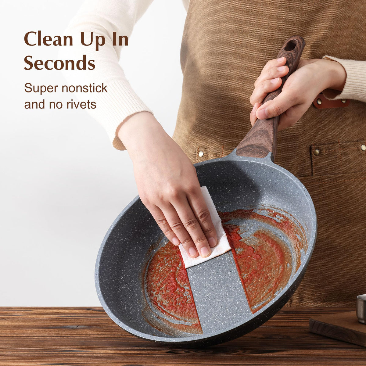 SENSARTE 12.5 Inch Nonstick Frying Pan Skillet, Swiss Granite Coating Omelette Pan, Healthy Stone Cookware, PFOA Free 🍁 All In One Marketplace Canada
