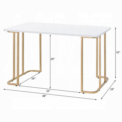 Laire Elegant High Gloss Multi-Purpose Desk - White/Gold