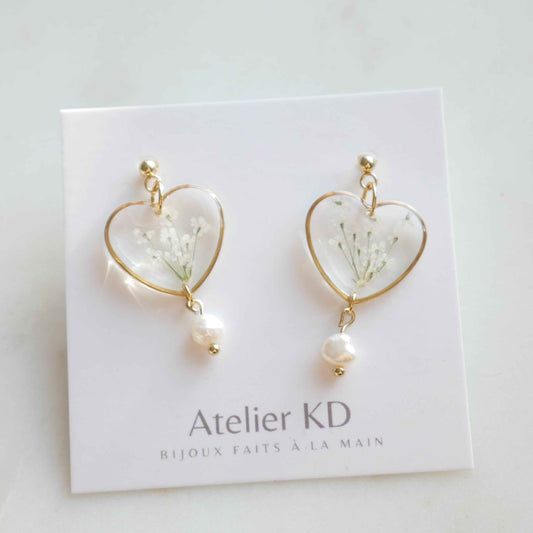 Boucles d'oreilles Perla - coeur (moyen)