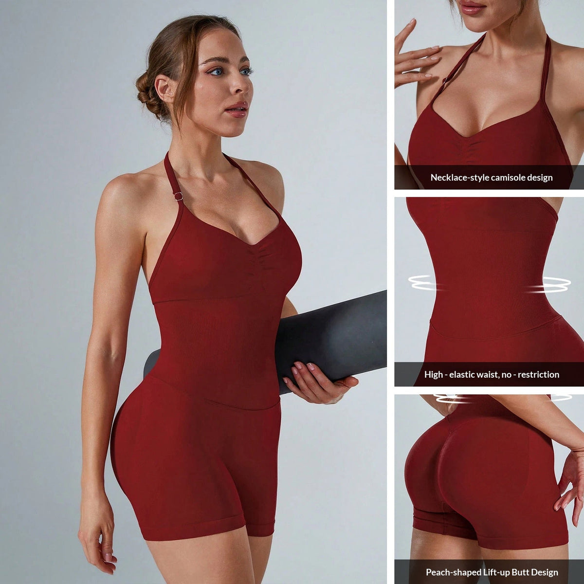 Women’s Seamless One-Piece Yoga Jumpsuit – Quick-Dry Backless Fitness Bodysuit