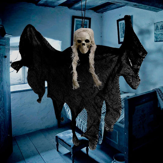 Creepy Hanging Skull Décor – Halloween Ghost Skeleton Decoration for Indoor & Outdoor Use