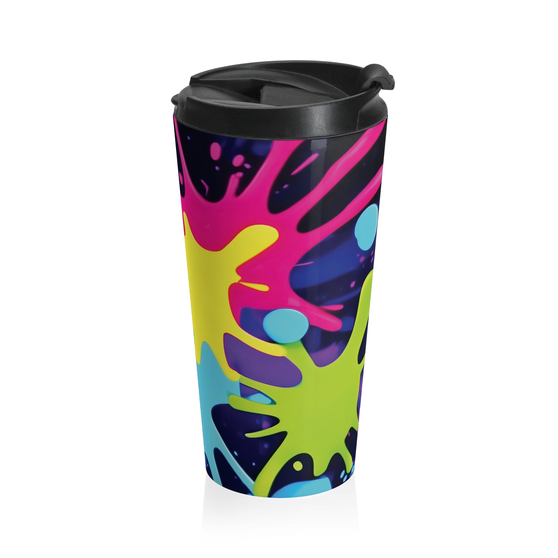 Neon Paint Splatters Stainless Steel Travel Mug | Colorful Splash - AURABAGS SHOP