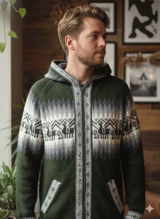 Unisex Light Green Alpaca Sweater
