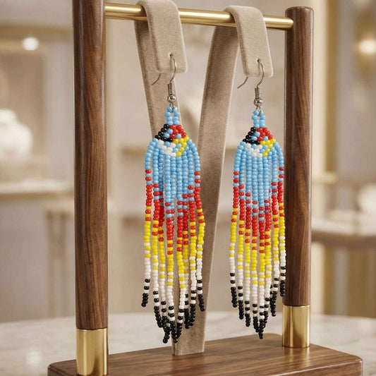 Sky Light blue Firebird Spirit Beaded Earrings