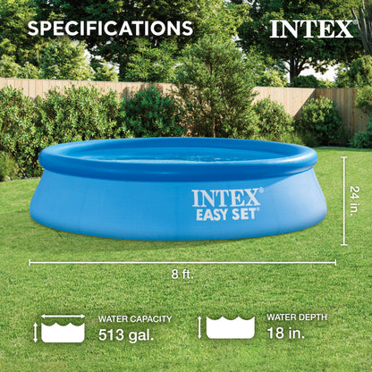 INTEX 28106EH Easy Set Inflatable Swimming Pool: 8ft x 24in – Puncture-Resistant Material – Quick Inflation – 513 Gallon Capacity – 18in Water Depth 🍁 All In One Marketplace Canada