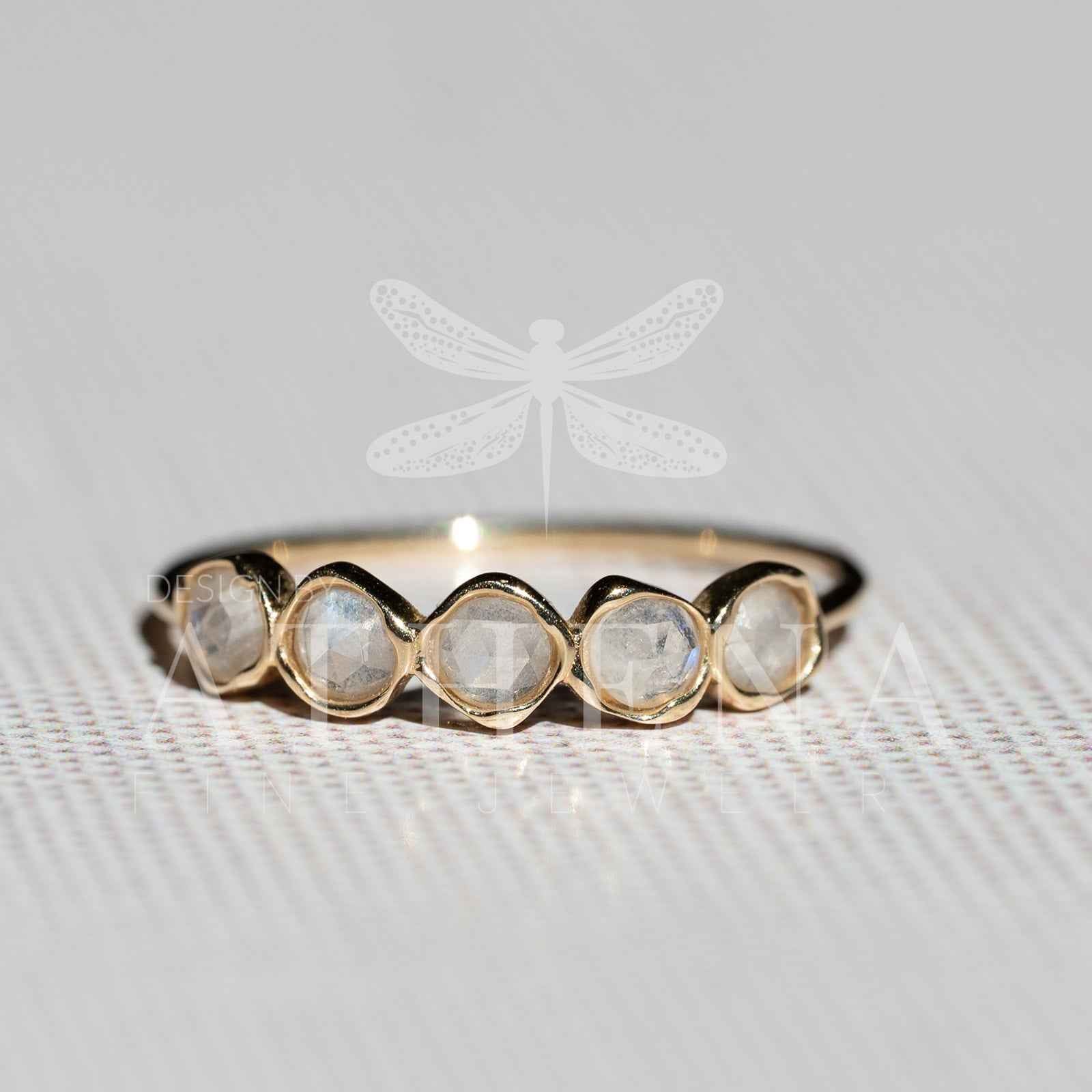 Moonstone Band Ring in 14K Yellow Gold