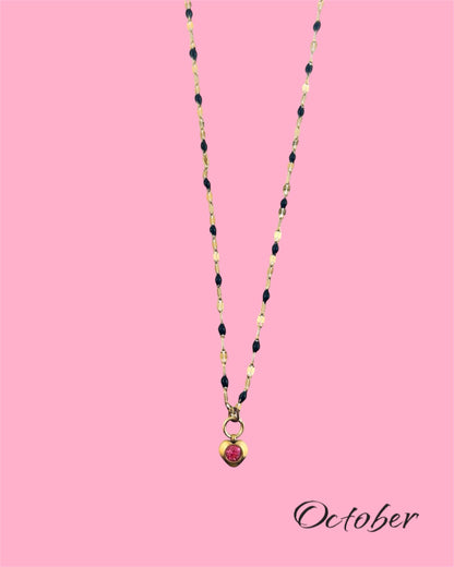 Heart Stone Necklaces in gold - various birthstone colours