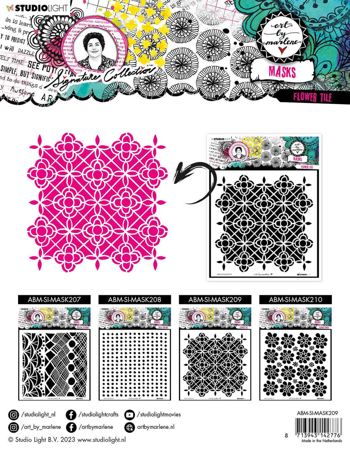 ABM Mask Flower Tile Signature Collection 203.2x203.2x1mm 1 PC nr.209